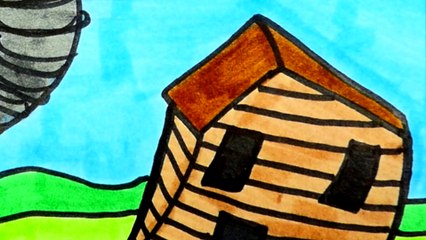 How To Draw A Tornado Scene, Step By Step Drawing Demo For Kids