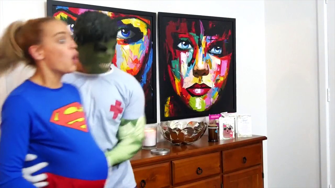 Pregnant Frozen Elsa vs Doctor Spiderman and Masha Police, Eat too much Candy w/Joker & Hulk !