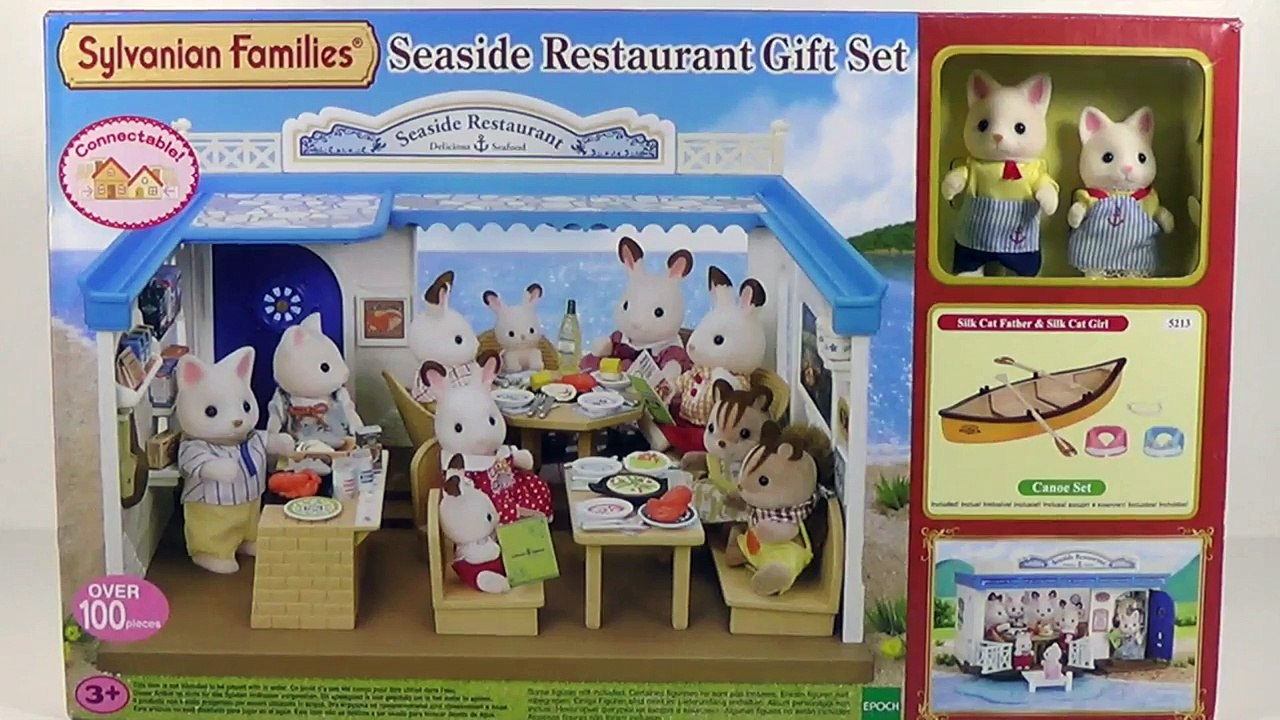Sylvanian Families Calico Critters Seaside Restaurant Gift Set - Toy Unboxing, Setup & Play