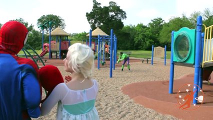 Frozen Elsa and Spiderman w/ Little Spiderman vs Venom & the Lollipop - Superheroes in Real Life