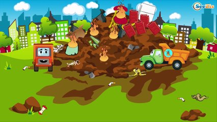 El Camión es Rojo y La Excavadora infantiles - La zona de construcción - Carritos Para Niños