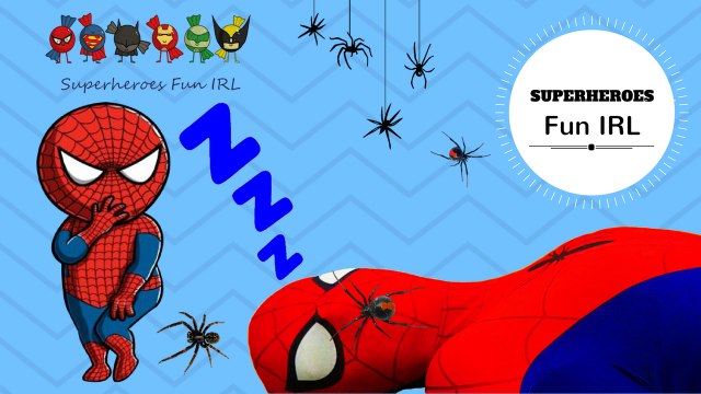 Giant Spider Attacks Spiderman Sleeping | superheroes | spider man | IRL | marvel | funny videos | Superheroes Fun IRL