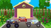 Construction Trucks: The Yellow Excavator at work in the City - Cars & Trucks Cartoon for kids