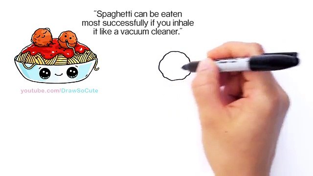 How to Draw Spaghetti and Meatballs step by step Easy - Fun Food with faces