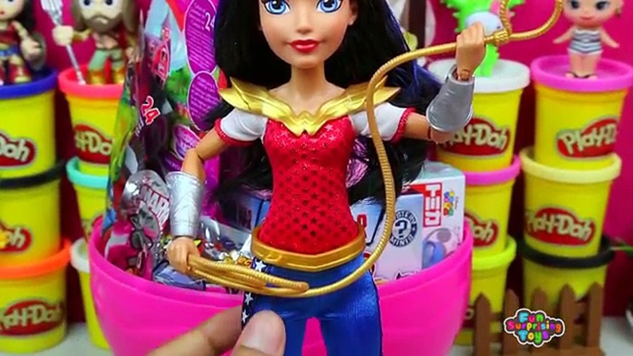 GIANT Wonder Woman Surprise Egg Play Doh - DC Super Hero Girls My Little Pony Mystery Minis Toys