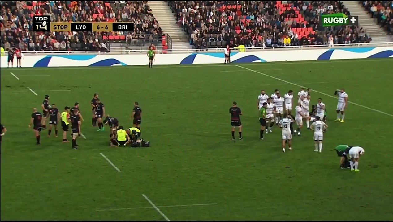 Lyon v Brive 30' suspicion jeu déloyal
