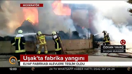 Uşak'ta korkutan fabrika yangını!