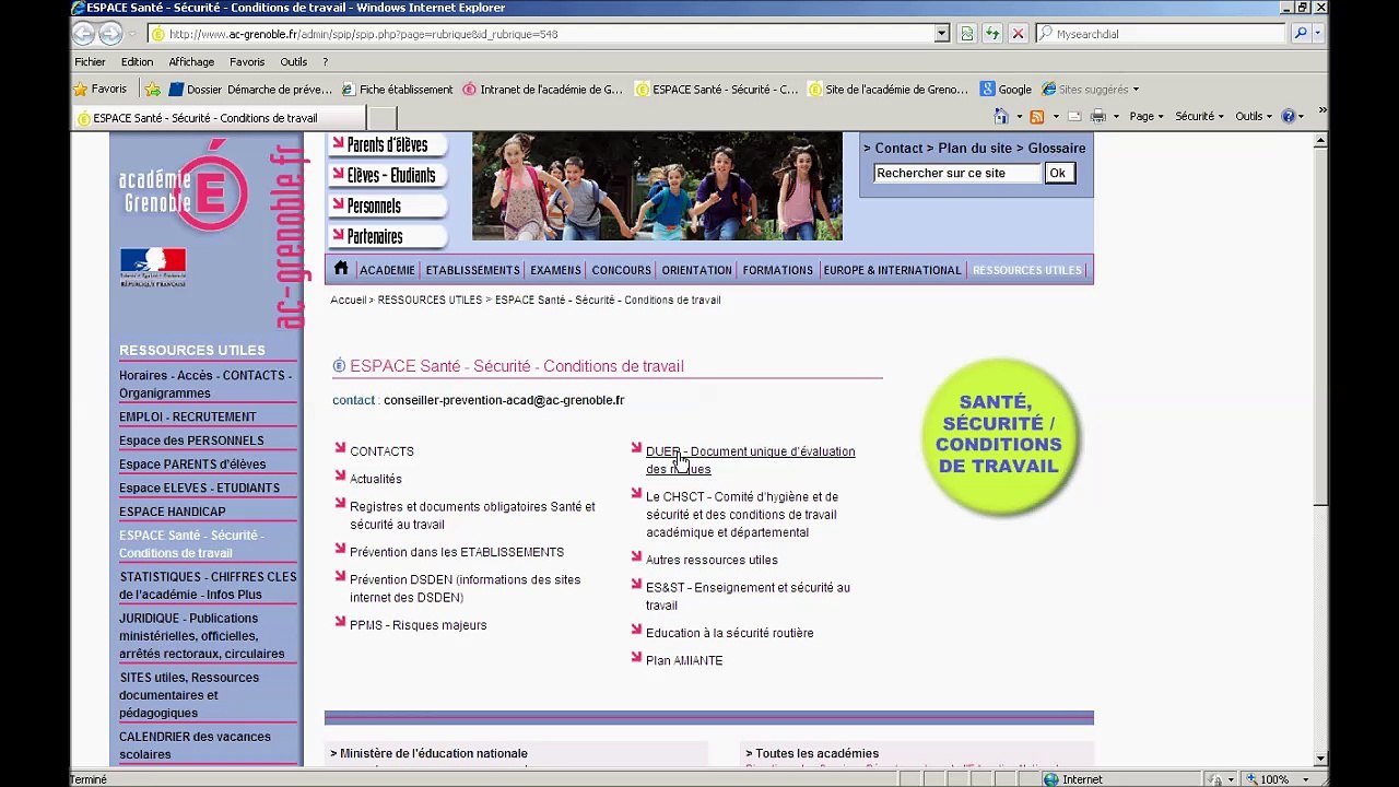 Prise en main du logiciel DUER administrateur 1er Degré