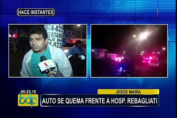 Jesús María: auto se incendió frente al hospital Rebagliati