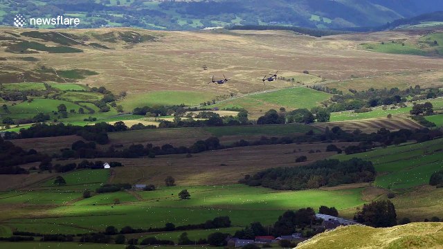 Osprey aircraft low-flying in Wales