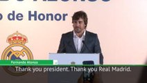 Alonso proud to become honorary Real Madrid member