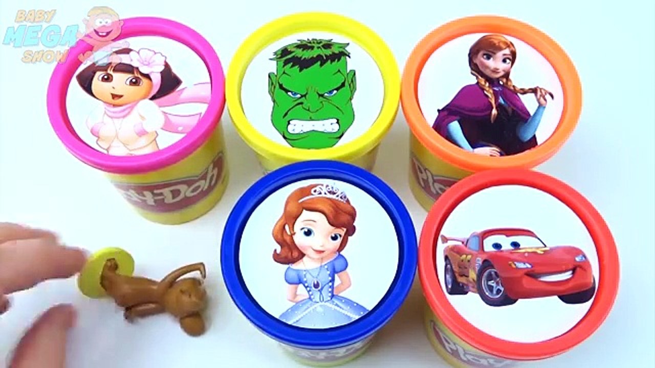 Cups Stacking Toys Play doh Clay Frozen Anna Superhero Hulk Cars Lightning McQueen Disney