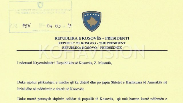 Pas kërkesës së Mustafës, Thaçi zyrtarisht i kërkon Qeverisë mbështetje për Houstonin