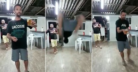 Guy Does Backflip, In Sandals, Without Spilling His Beer