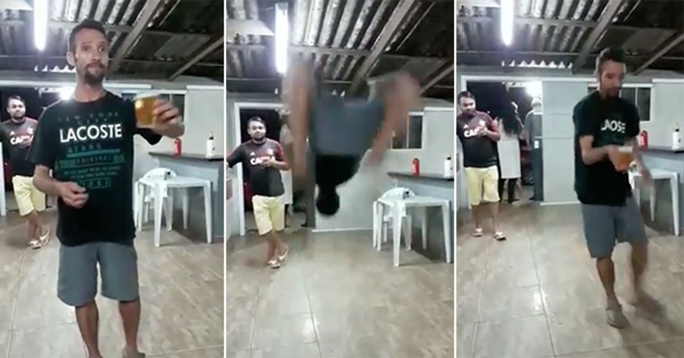 Guy Does Backflip, In Sandals, Without Spilling His Beer