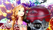 Frozen Elsa Becomes a Mermaid! Disney Princess Mermaid With Ariel, Merman, Barbi
