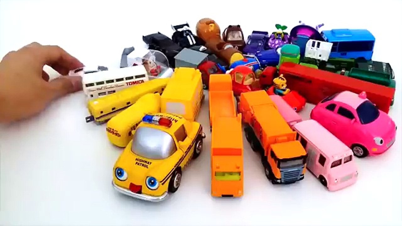 Learning Vehicles Colors for kids with tomica トミカ Cars and Trucks tayo 타요 꼬마버스 타요 중앙차고지