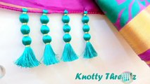 How to make Saree Kuchu / Tassels Design using Silk Thread - Beaded Design 3 at Home | Tut