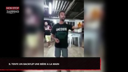 Un homme tente un backflip une bière à la main (vidéo)