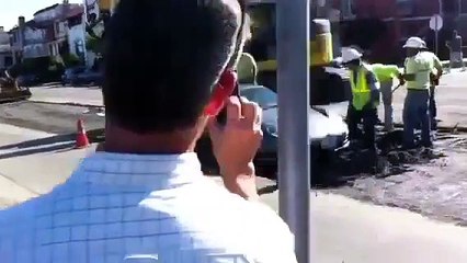 Quand tu finis dans le ciment frais avec ta Porsche...