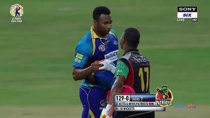 Pollard vs Lewis  Slammed for No Ball Restricted to make 100 Caribbean Premier League 2017