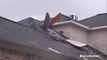 Harvey makes landfall,  rips off roofs in Texas neighborhood