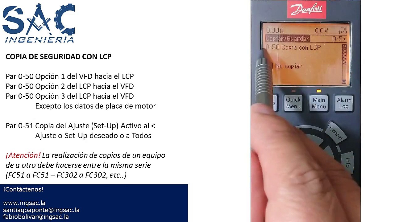 Danfoss VLT Copia de Seguridad de Programacion