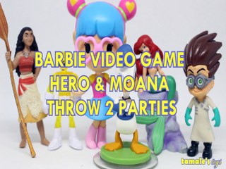 BARBIE VIDEO GAME HERO & MOANA THROW 2 PARTIES DISNEY YELLOW RANGER DONALD DUCK LITTLE MERMAID ROMEO , SABAN'S POWER RAN