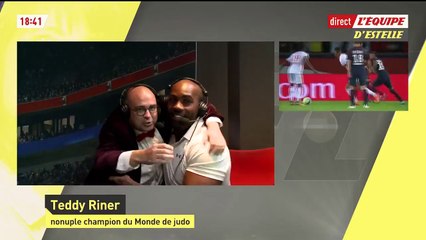 Yoann Riou et Teddy Riner commentent un match du PSG avec Neymar
