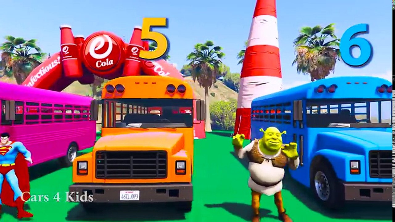 Colors for Kids with Bus Superheroes Animation Cartoon For Children Spiderman Toddlers