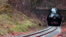 Steam Train Hauling Freight through a Tunnel on a Steam Railway