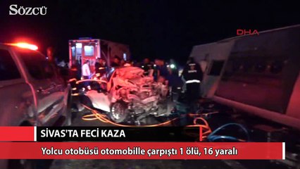 Sivas'ta yolcu otobüsü otomobille çarpıştı: 1 Ölü, 16 yaralı