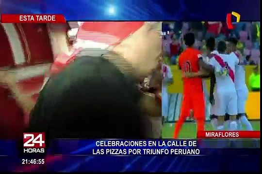 Celebraciones de los hinchas en la Calle de las Pizzas por triunfo de Perú