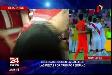 Celebraciones de los hinchas en la Calle de las Pizzas por triunfo de Perú