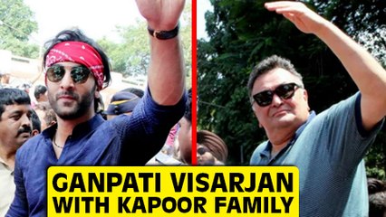 Ranbir Kapoor And Rishi Kapoor At RK Studios Ganpati Visarjan 2017