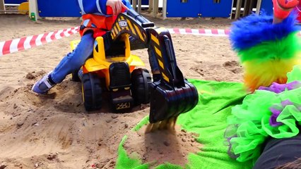 Bad Baby Learn Colors on Excavator with Buried JOKER Johny Johny Yes Papa Songs for kids