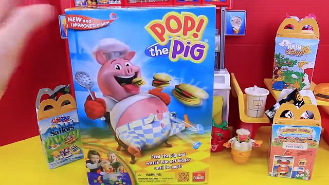 Pop! The Pig Game & McDonalds Surprise Toys Burger Eating Pig + Surprise Eggs & Toys