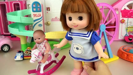 Baby Doli and amusement park toys baby doll house play