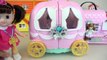 Baby doll and Pink pumpkin car surprise eggs toys play