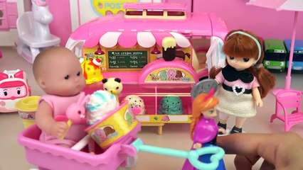 Ice cream shop and baby doll car toys picnic play