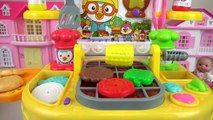 Baby doll and grill kitchen food cooking toys play