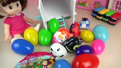 Delivery car Baby doll house and surprise eggs toys play