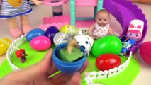 Puppy and baby doll Surprise eggs and Kinder joy toys play park