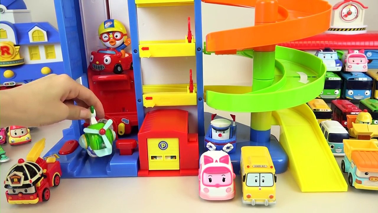 Robocar Poli car toys Pororo Tayo bus Parking Tower