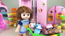 Baby Doll big refrigerator toy and Play Doh ice cream with Pororo