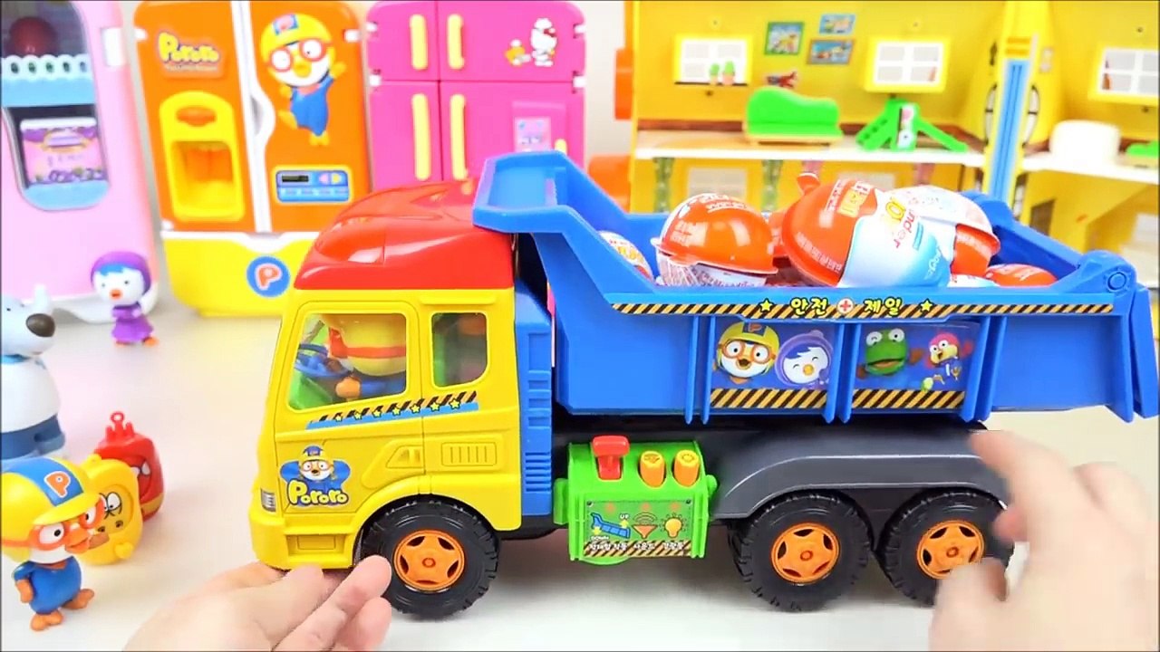 Kinder Joy Surprise eggs & Pororo truck toys 킨더...