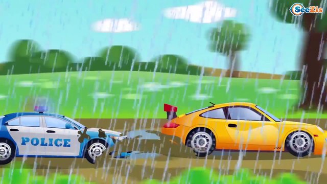 Мультики про Машинки Полицейская Машина На Автозаправке в городе – 2D Мультфильм Сборник