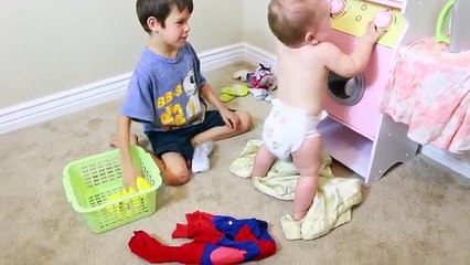 Et bébé vêtements mignonne la famille amusement amusement blanchisserie jouer faire semblant la lessive Playset melissa doug eli woode