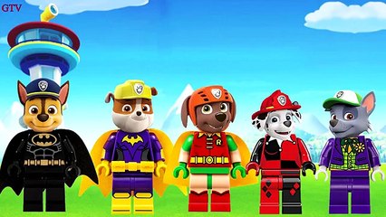 Paw Patrol Transforms into The LEGO Batman Movie Charers - Finger Family Nursery Rhymes