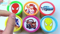 Сups Stacking Toys Play Doh Clay Cars McQueen Spiderman Peppa Pig Learn Colors for Childre